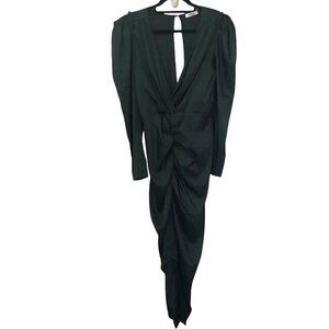 Miss Lola Ruched Deep V neck Midi Dress